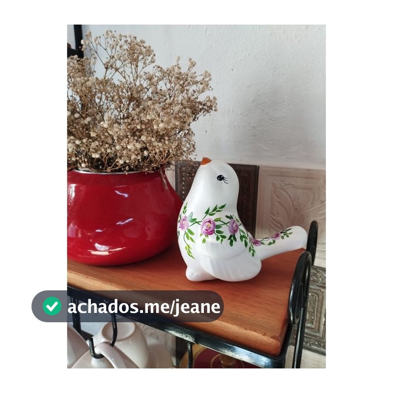 Passarinho de cerâmica pintado a mão