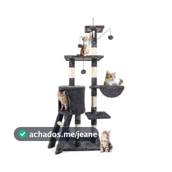 Arranhador para Gatos Torre 4 Andares com Plataformas Toca e Brinquedos 48x138cm