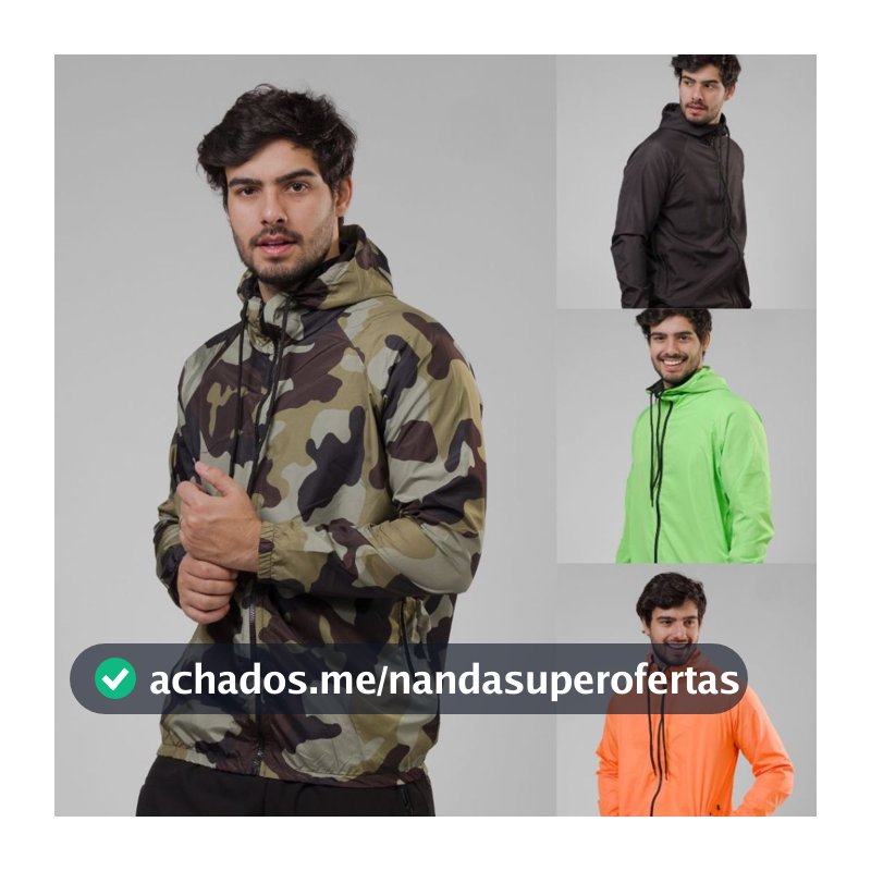 Jaqueta Corta Vento Masculina Impermeável Capuz Academia Trabalho Empresa Uniforme