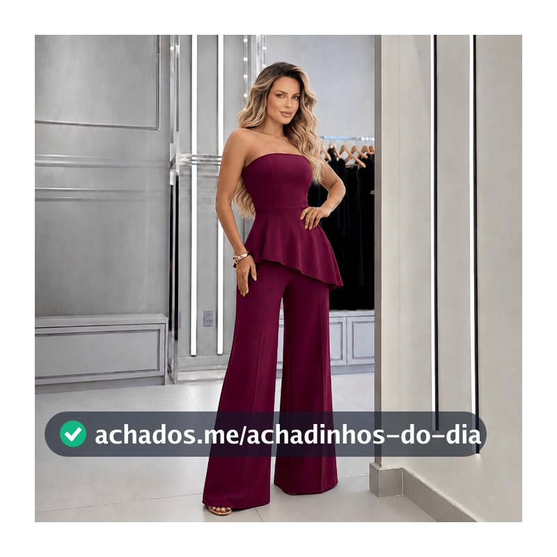 Conjunto Feminino Tomara que caia assimétrico e calça pantalona Catarina