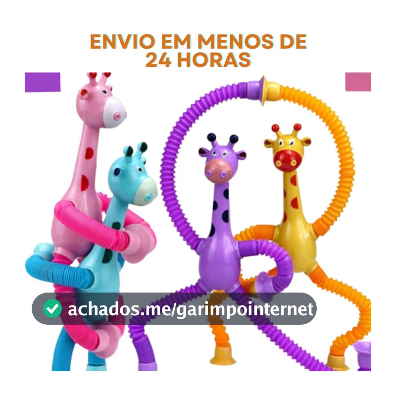 Girafas Estica e Gruda Brinquedo Infantil Pop It Tubo Luz Led Com Ventosa