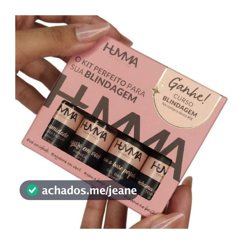 Kit Blindagem de Unhas Humma 4 Itens 10ml Desidratador Primer Gel Base Top Coat Sem TPO e HEMA