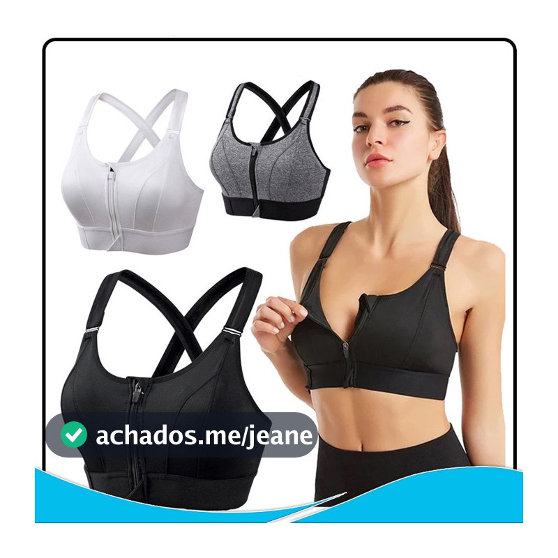 Topp Alto Impacto Esportivo C/ Ziper Treino Academia Corrida P-XGGG