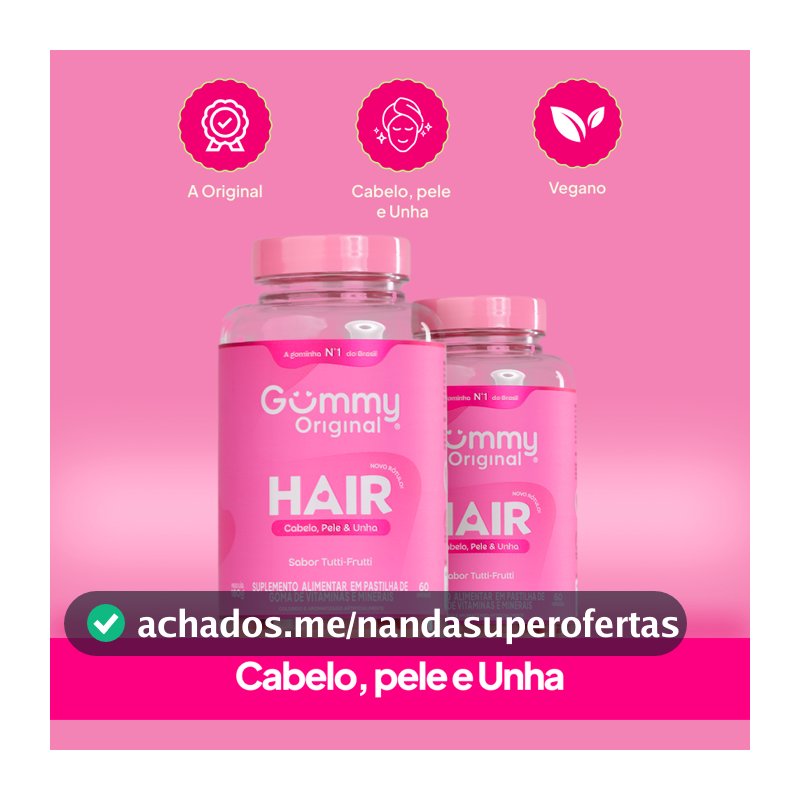 Kit 2 Gummy Hair Suplemento Vitamina Para Cabelo E Unhas Em Goma