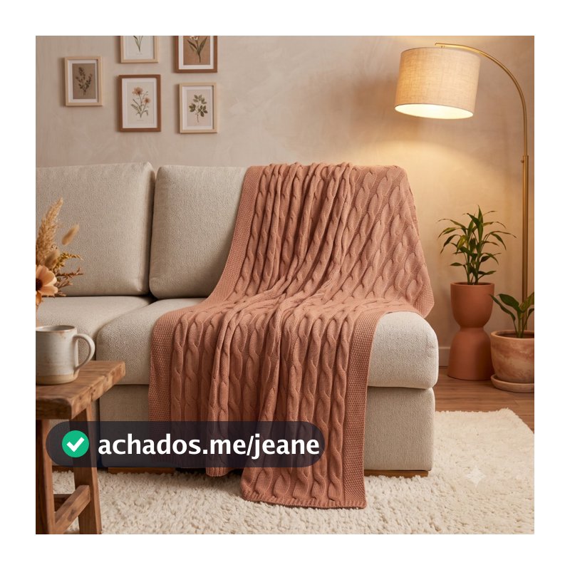 Peseira Manta Tricô Decorativa Xale Trança Sofá Cama Casal Decoração 180x60cm