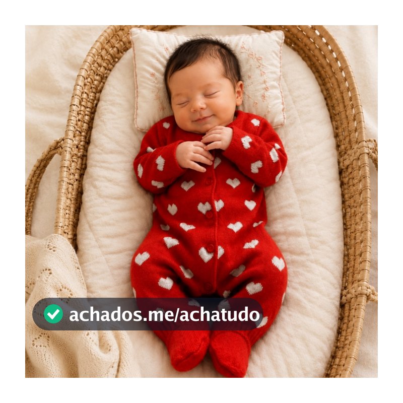 Macacão Bebê Tricot Estampa Coração Manga Longa Pés Integrados Recém Nascido