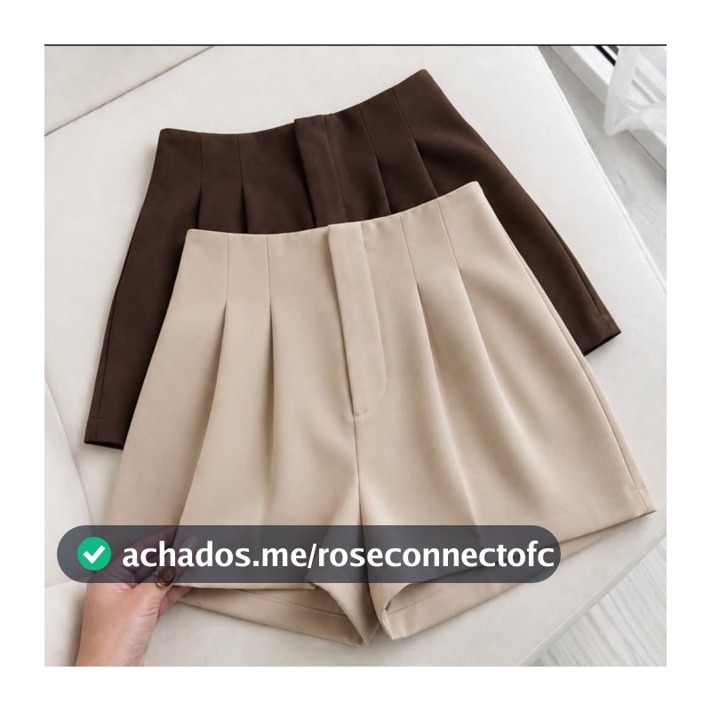Kit 2 Shorts Alfaiataria Premium Feminino Cintura Alta com Pregas Elegantes