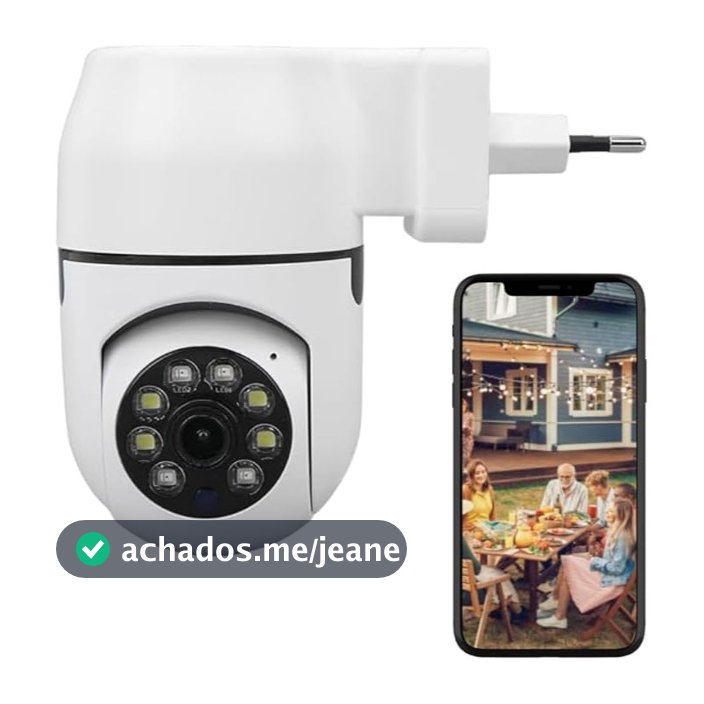 Câmera de Segurança Tomada Wi-Fi 360° IP Infravermelho Sem Fio – Visão Noturna e Controle Remoto