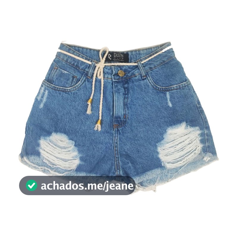 Short Jeans Feminino Rasgado Destroyed Cordão Cintura Alta
