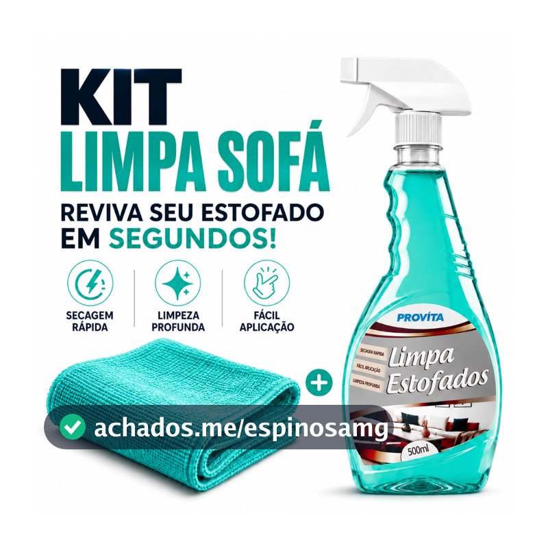 Kit Limpa Estofados 500ml Spray Perfumado + Pano Microfibra Premium Limpeza À Seco Sofá Banco Poltrona Colchão Tapete