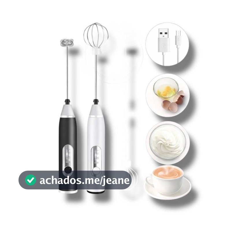 Misturador Batedor Mixer Elétrico para Bebidas Leite Café Clara de Ovos 2 em 1 Utensílios de Cozinha