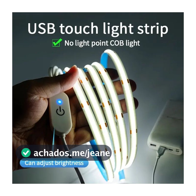 Faixa De Luz LED COB De 1-5M , Fita De Diodo Flexível Com Dimmer De Toque 5V USB Para Decoração De Parede De Fundo De TV