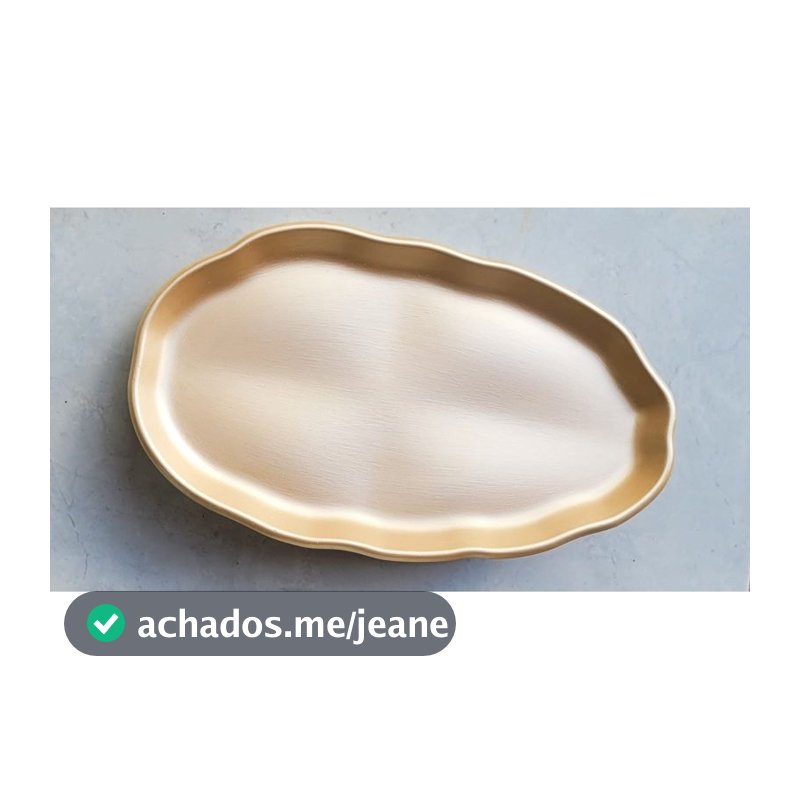 Bandeja Decorativa Oval Pintada e Envernizada com 28x16 cm