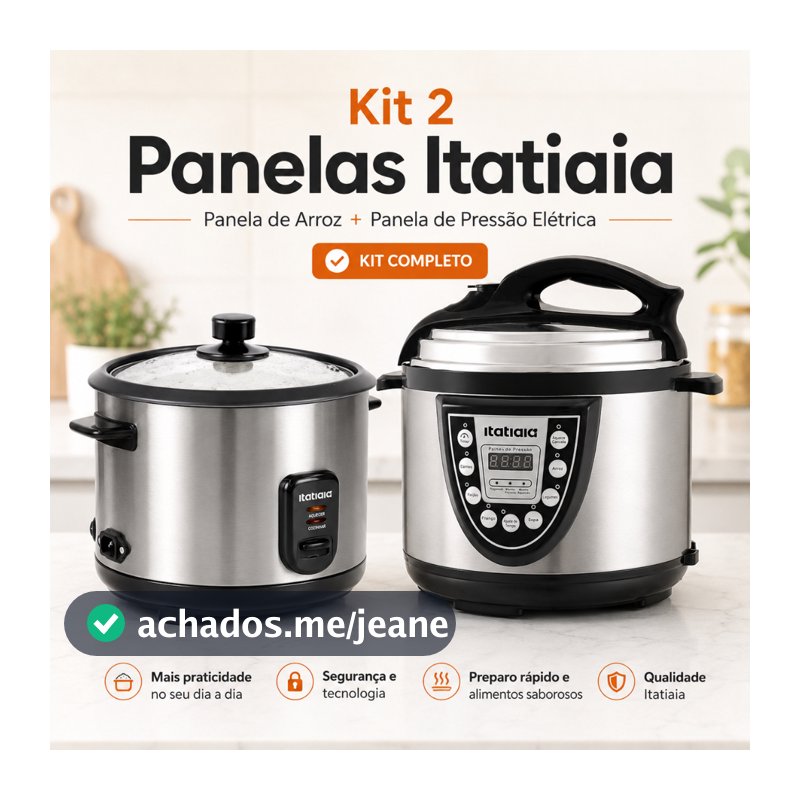 Kit 2 Panelas Itatiaia - Arroz 8 Xícaras + Panela Pressão 5L Digital -  110v ou 220v Casa Decor