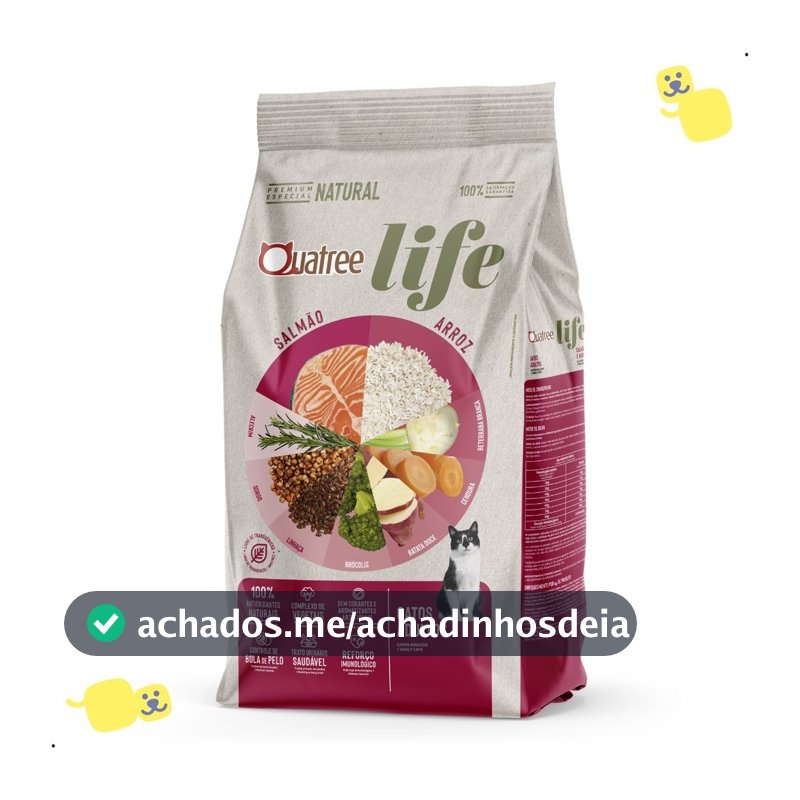 Ração Quatree Life 10.1Kg Ração Quatree Gatos Adultos Salmão e Arroz Ração Quatree Gatos 10Kg
