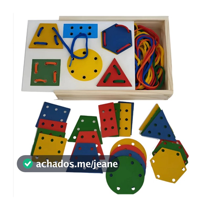 Alinhavos Formas Geométricas 24 Pçs Em Madeira Educativos Brinquedo Coordenação Motora Criança