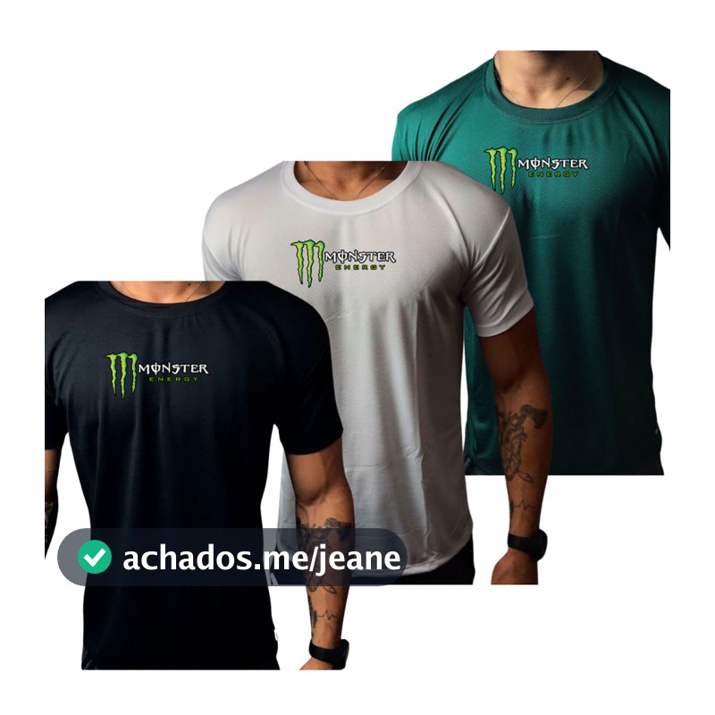Kit Com 3 Camisa MONST 01 Dry Fit Esportiva Para Treino Academia e Esportes