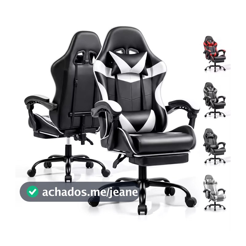 Cadeira Gamer Giratória Profissional Escritório Ergonômica Reclinável Confortável Apoio Para Pés