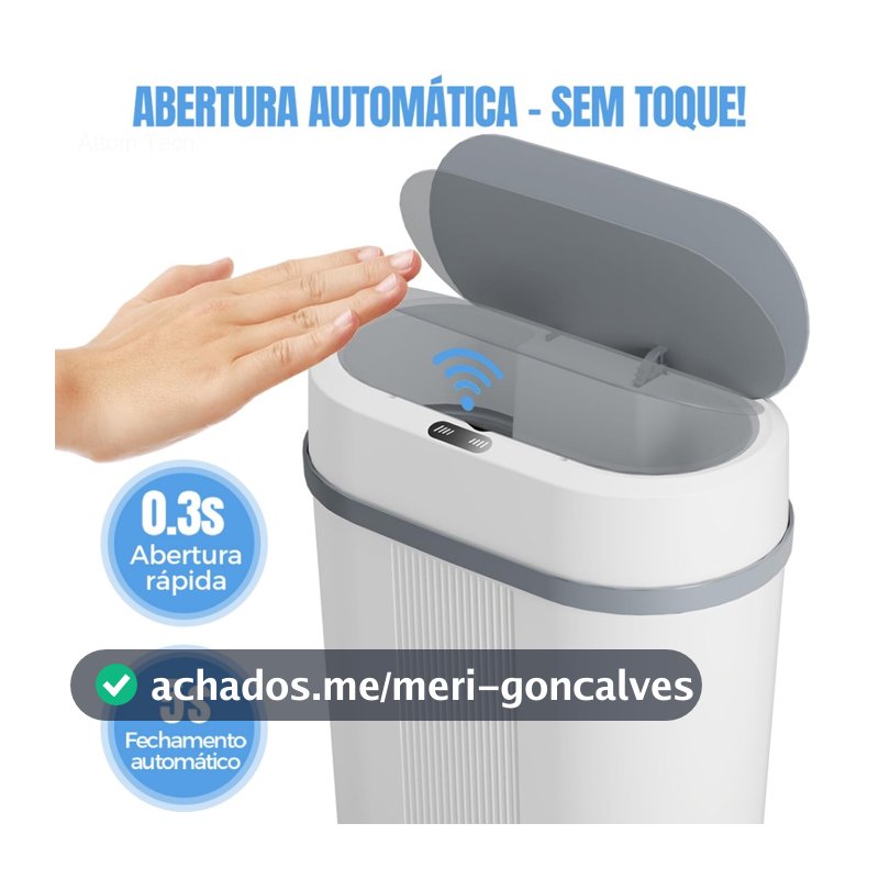 Lixeira Automática 12 Litros Sensor Infravermelho Tampa Para Cozinha Banheiro Escritório Quarto a