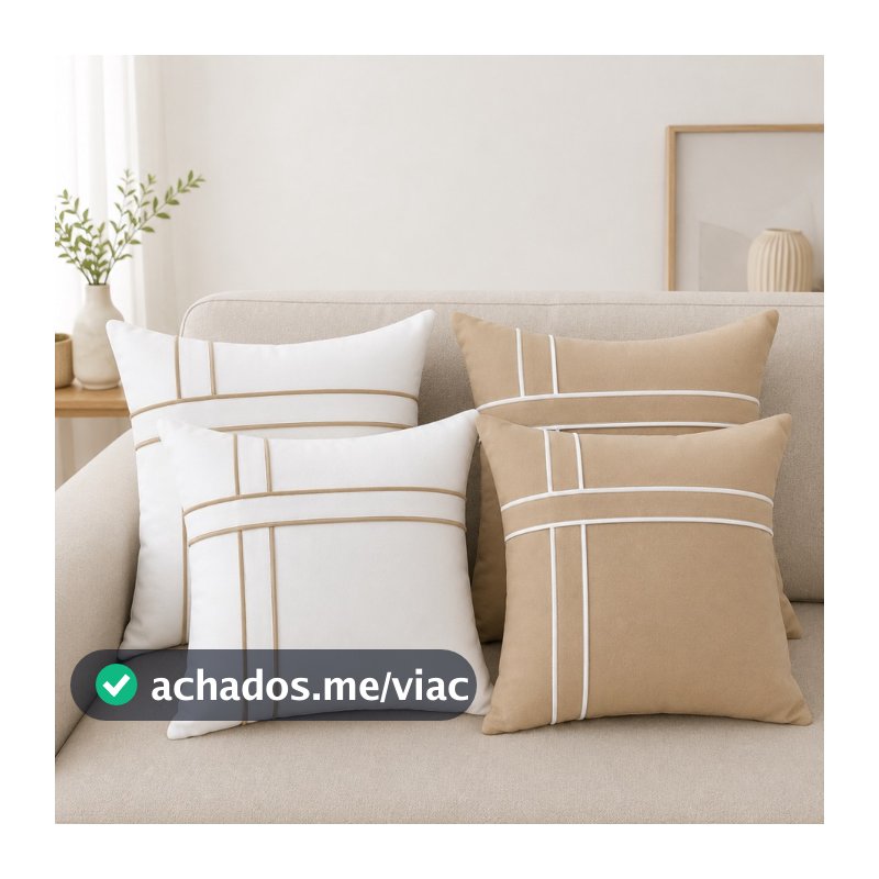 jogo 4 capa para almofada com zíper 35 cm x 35 cm decorativa