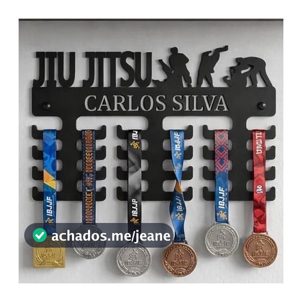Porta Medalha Jiu Jitsu MDF Preto fosco- Suporte Medalhas 30X20cm
