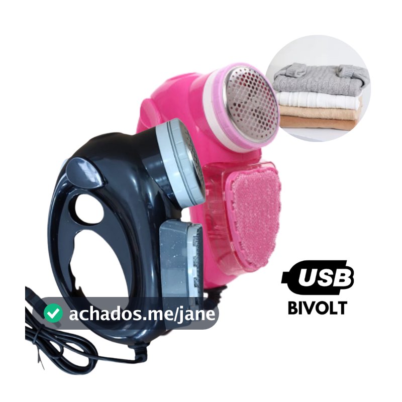 Papa Bolinha Bolinhas e Tira Pelos Elétrico USB Bivolt Cores Preto e Rosa
