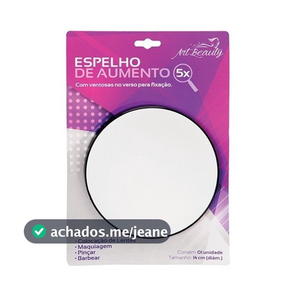 Espelho Redondo com Ventosa 14cm Aumento 5x Barba Maquiagem Banheiro Box