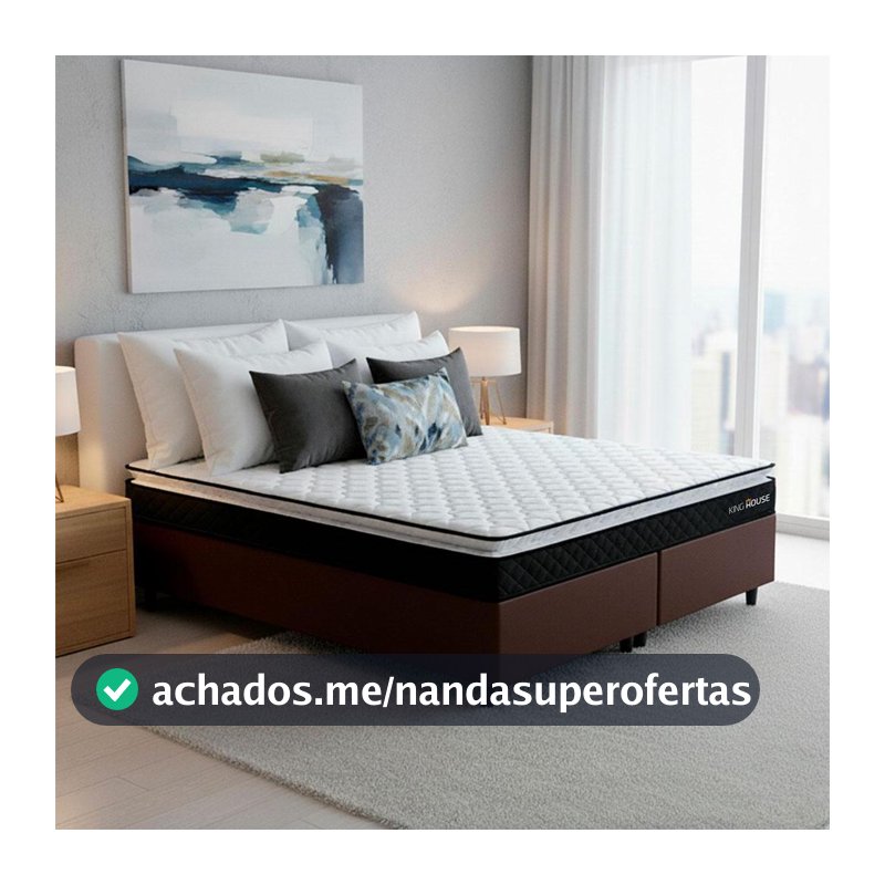Conjunto Cama Box King Dakota Preto 193x203x57 Espuma D33