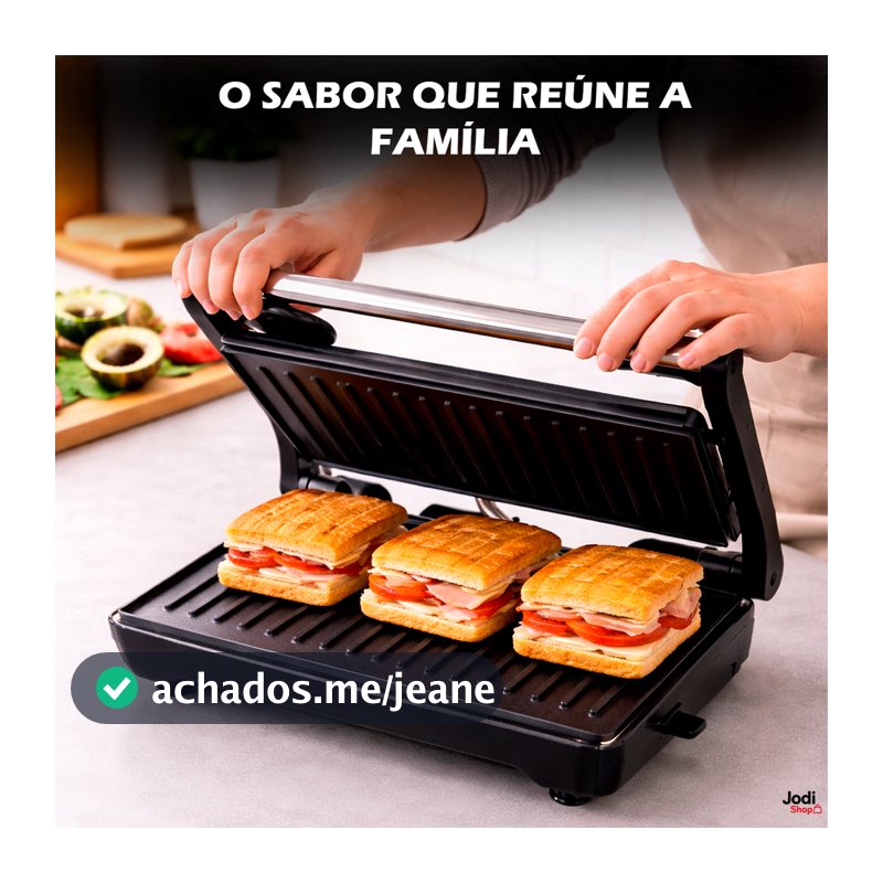 Mini Grill Grelha Sanduicheira Inox 750w Antiderrapante Alça Led Indicador