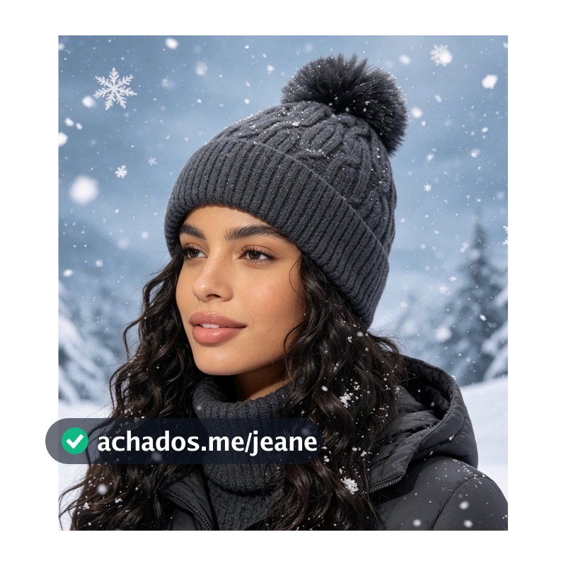 Gorro Feminino com pompom Inverno Modelo Clássico Uso Diário e Passeios
