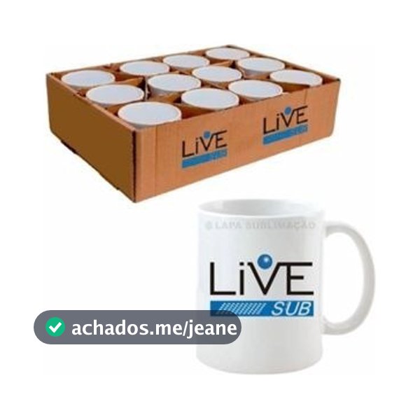 12 Caneca Branca Live Aaa Para Sublimação Porcelana - A Pronta Entrega E Com Garantia! .