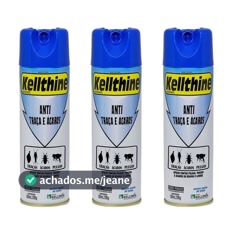 Kit 3 Kellthine Aerossol 300ml Anti traças e Ácaros