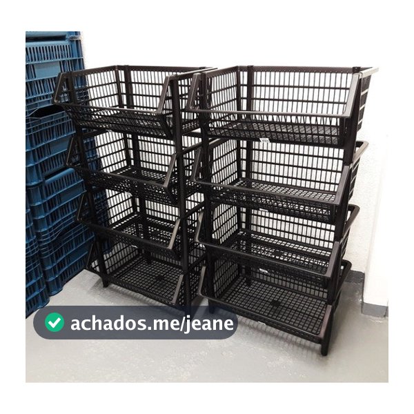 4 Cestos Expositor Reforçado Grande Organizador De Plástico Empilhável Resistente Preto Sombrisul