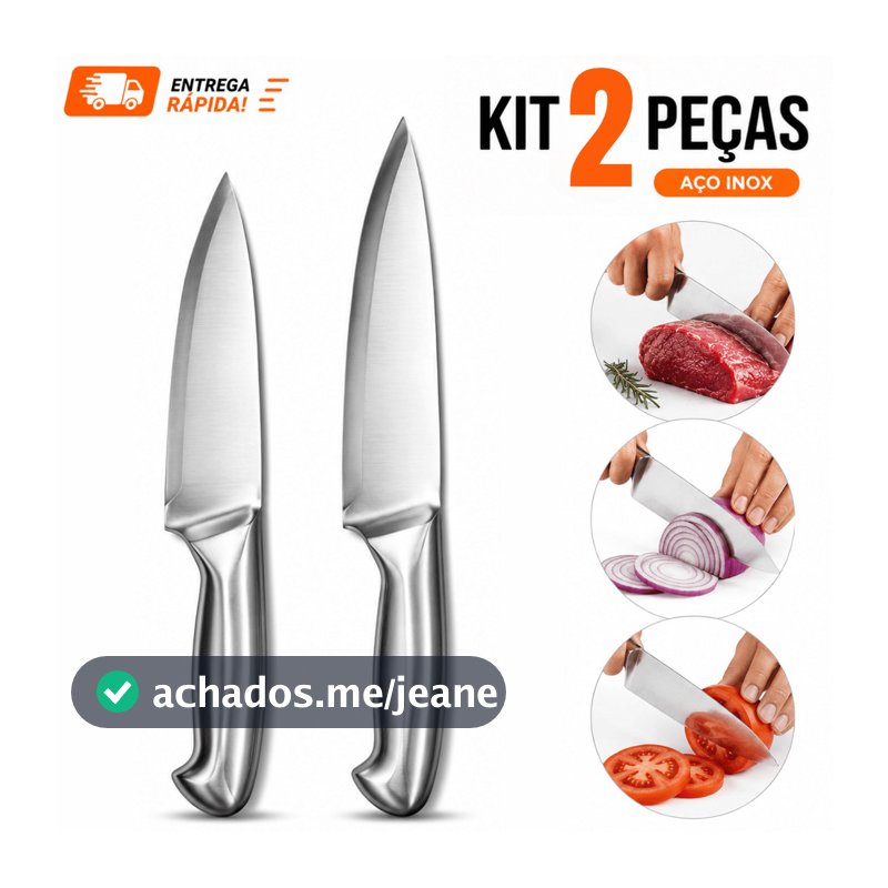 1 Facas nº6 e 1 Facas nº7 Profissional Inteiriço Aço Inox Faca para Churrasco Açougue Cozinha
