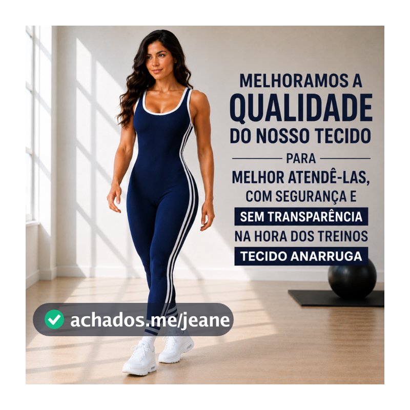 Macacão Fitness Longo Canelado Anarruga com Compressão Estruturada Alta Respirabilidade