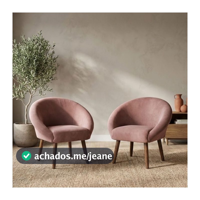 Conjunto 2 Poltronas Confortável Elegante Tecido Veludo Reforçado para Sala de Espera