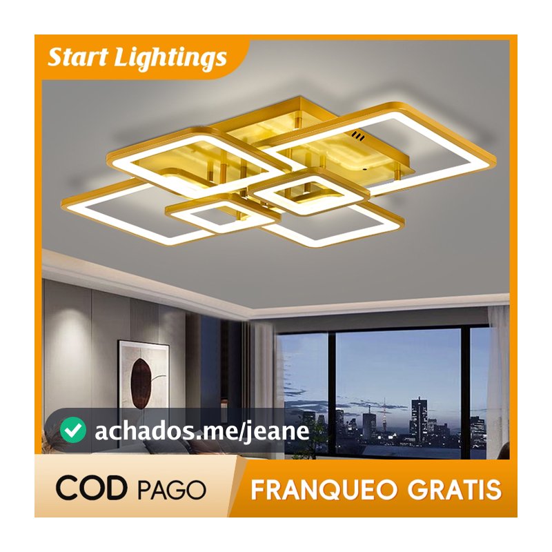 Luz De Teto LED Dourada Para Sala De Estar , Quarto , Moderna E Minimalista , Pendente Decorativa