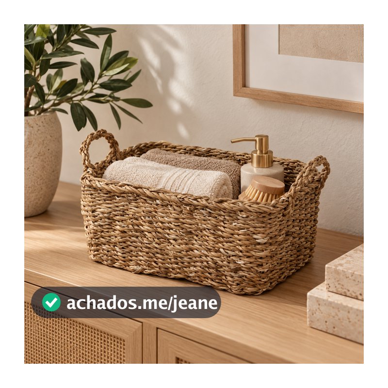 Cesto Decorativo Organizador Multiuso Com Alças Para Sala Quarto Banheiro E Closet