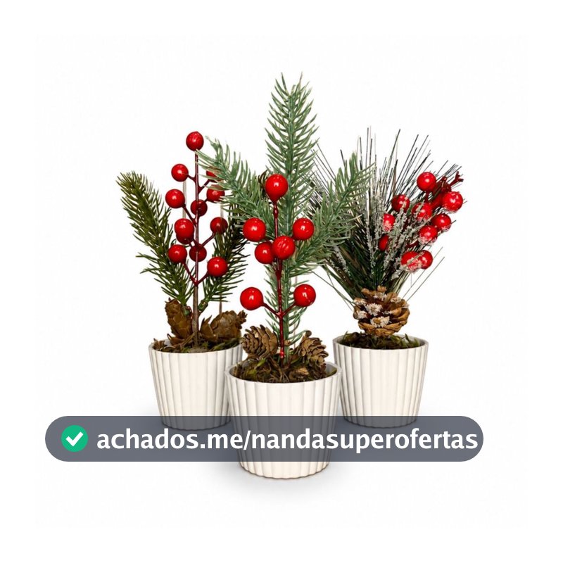 Kit 3 Enfeites De Natal Arranjos Natalinos Vasos Decoração