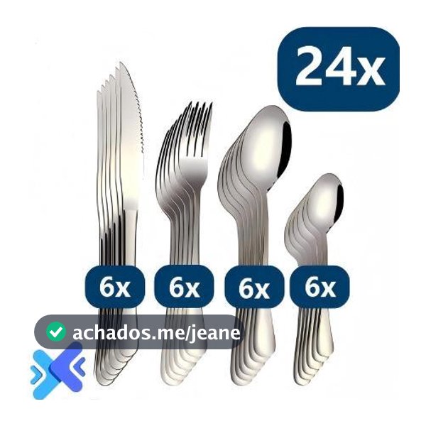 24 Peças Talheres De Aço Inox Garfo Faqueiro Colher De Sobremesa Cozinhas Casa