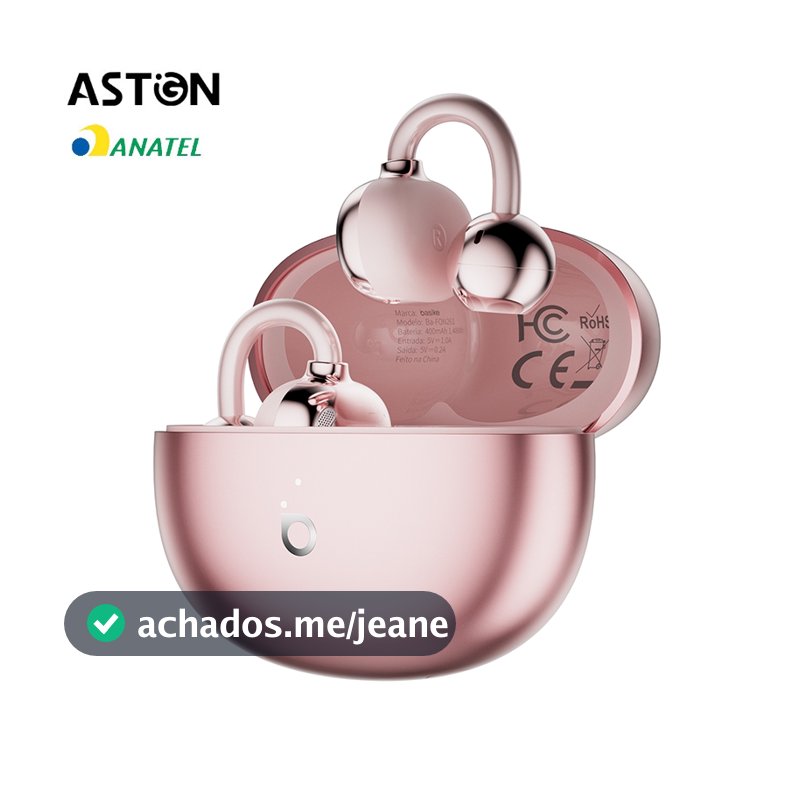 Astgn X Basike Fones de Ouvido Clip-on, Bluetooth 5.4, Cancelamento de Ruído ENC com Dois Microfones