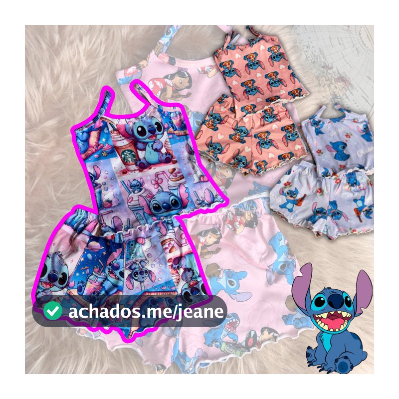 Pijama infantil feminino baby doll short doll roupa de dormir de menina personagens verao alcinha