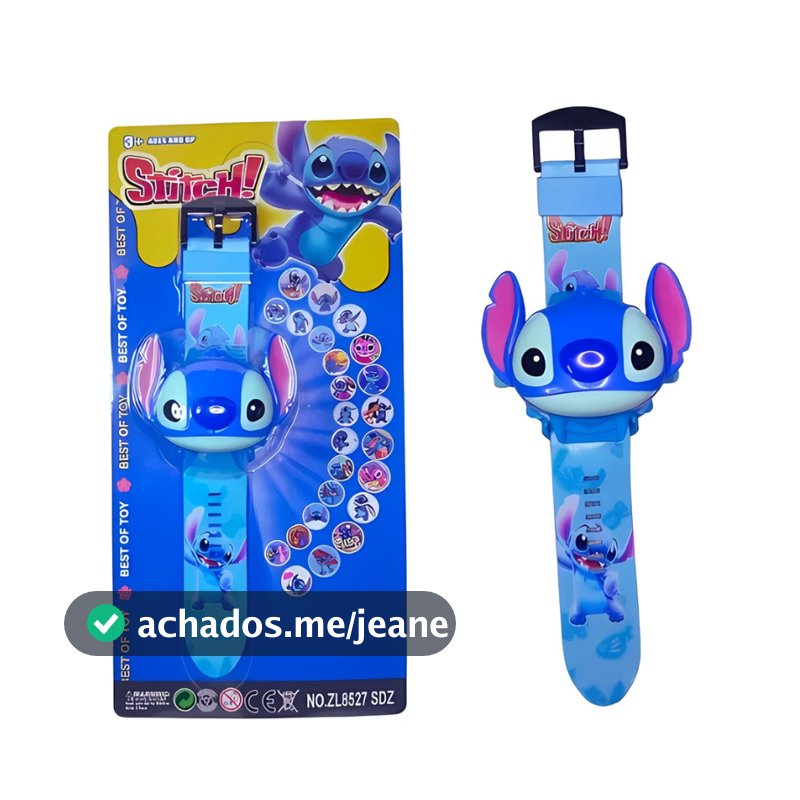 Relógio Projetor Infantil Stitch com 24 Imagens Brinquedo Educativo Diversão Garantida