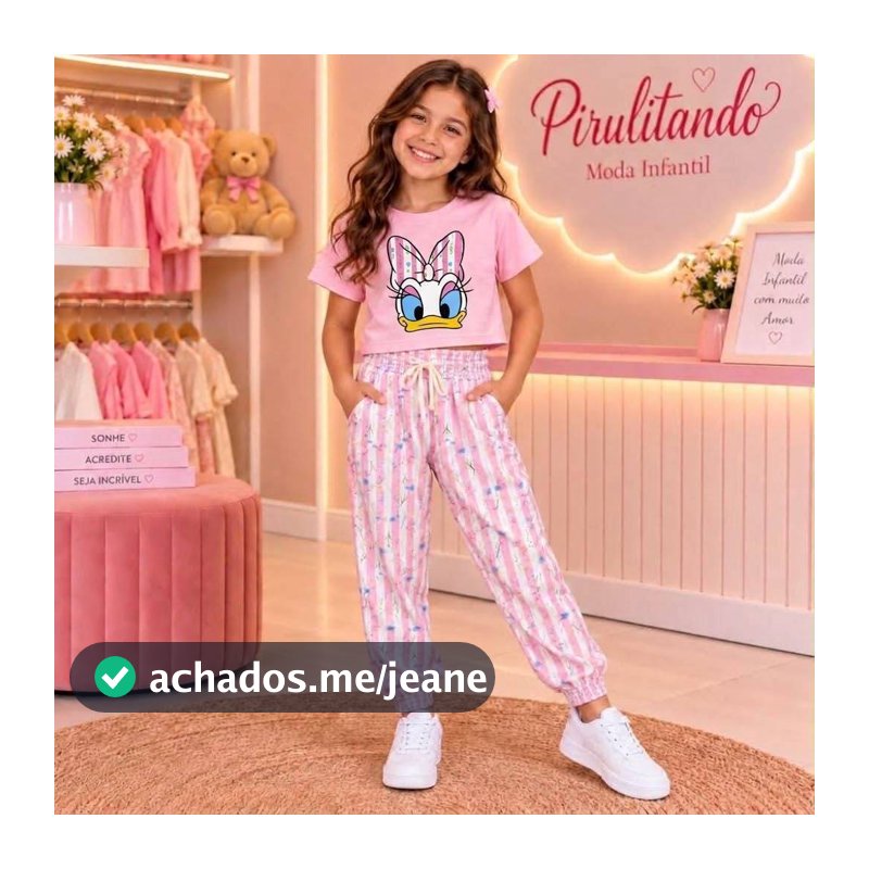 Conjunto infantil menina Jogger + cropped 2 ao 10
