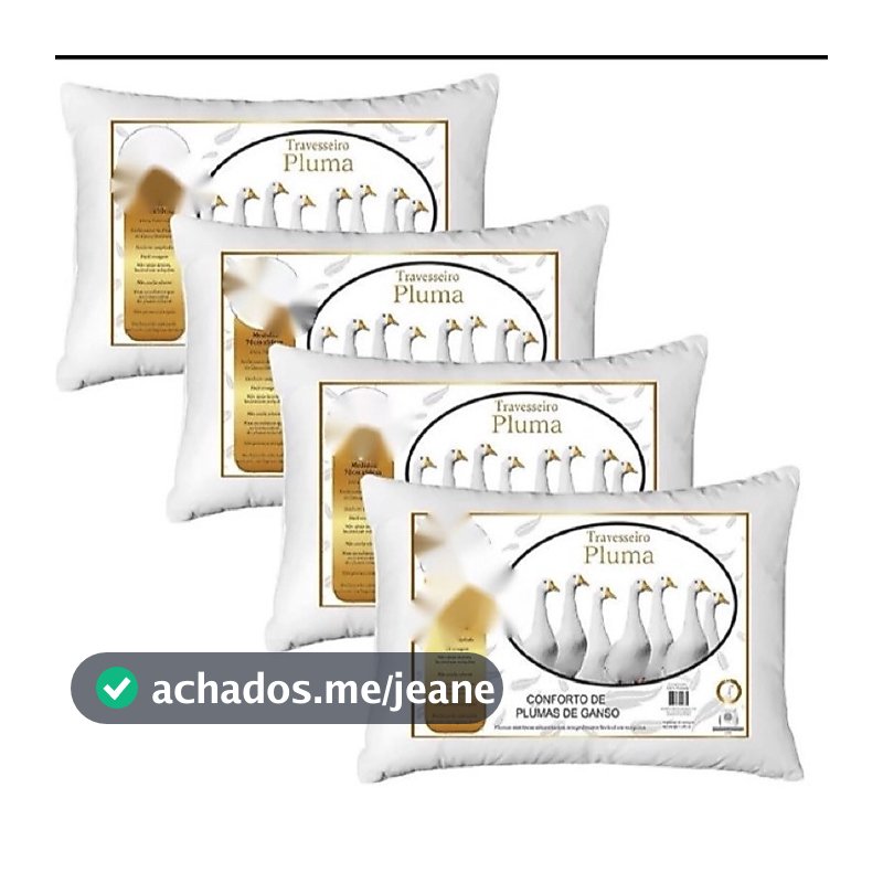 Kit 04 travesseiros de Pluma de ganso sintético 50x70 Promoção macio antialérgico cama quarto