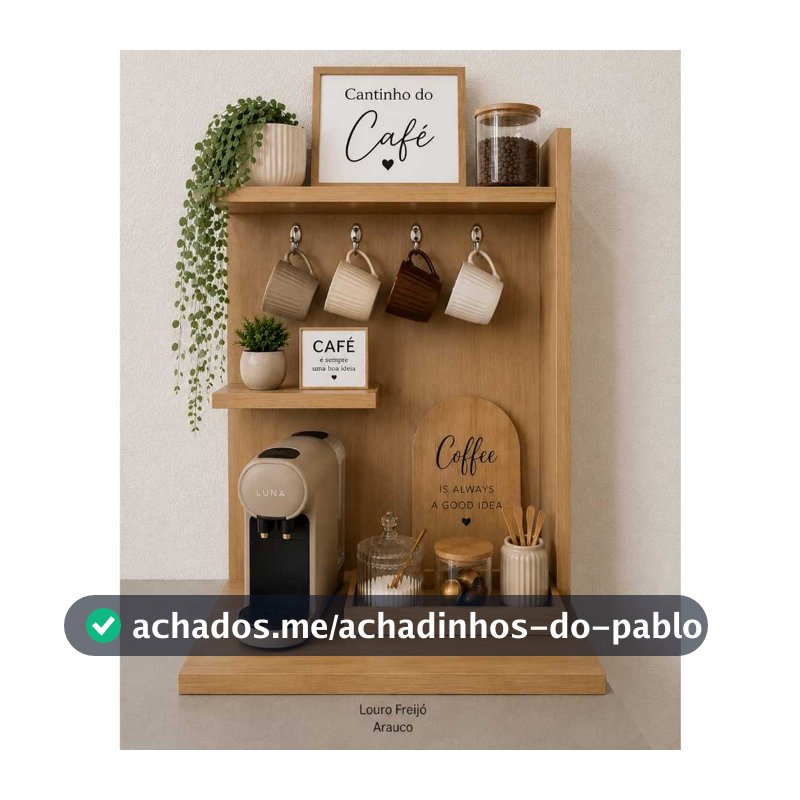 Cantinho do Café em 100% MDF Premium | Prateleira Decorativa com Suporte para Xícaras