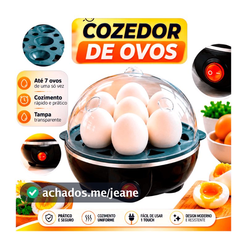 Cozedor De Ovos Elétrico 7 ovos Portátil Cozinha A Vapor 220V/110V Preto Máquina De Cozinhar ovo