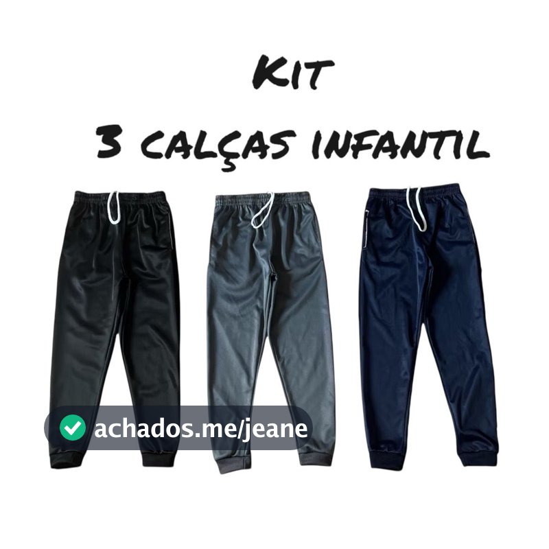 Kit 3 calça infantil juvenil forrada confortavél básica 4 ao 16.