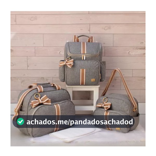KIt Bolsas Maternidade Mochila Térmica Unissex Cinza/caramelo