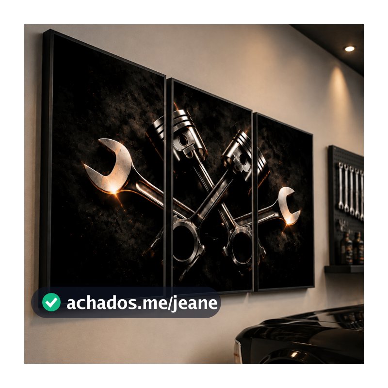 Quadro Decorativo Oficina Mecânica Ferramentas Pistão Motor Decoração Automotiva Garagem Auto Center